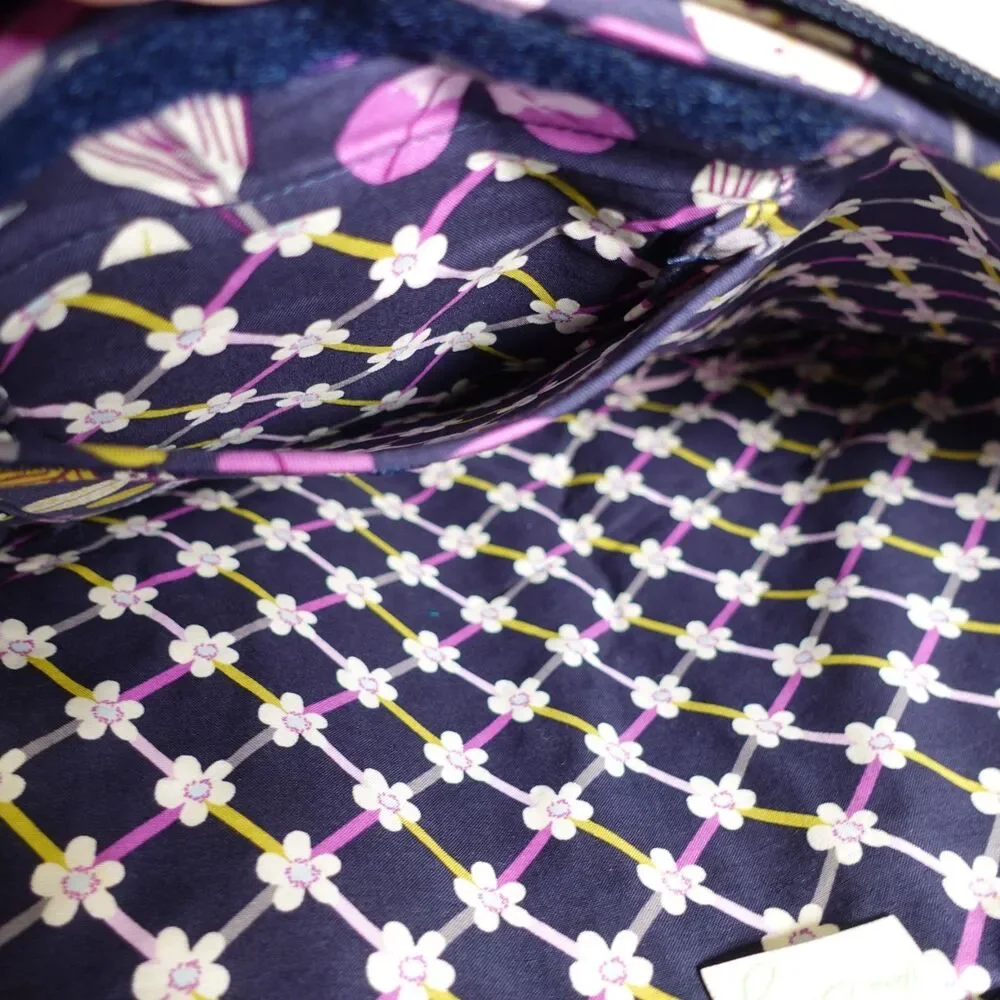 Vera Bradley Floral Birds Nightingale Laptop Zipper Sleeve 11 x 14” Purple Blue